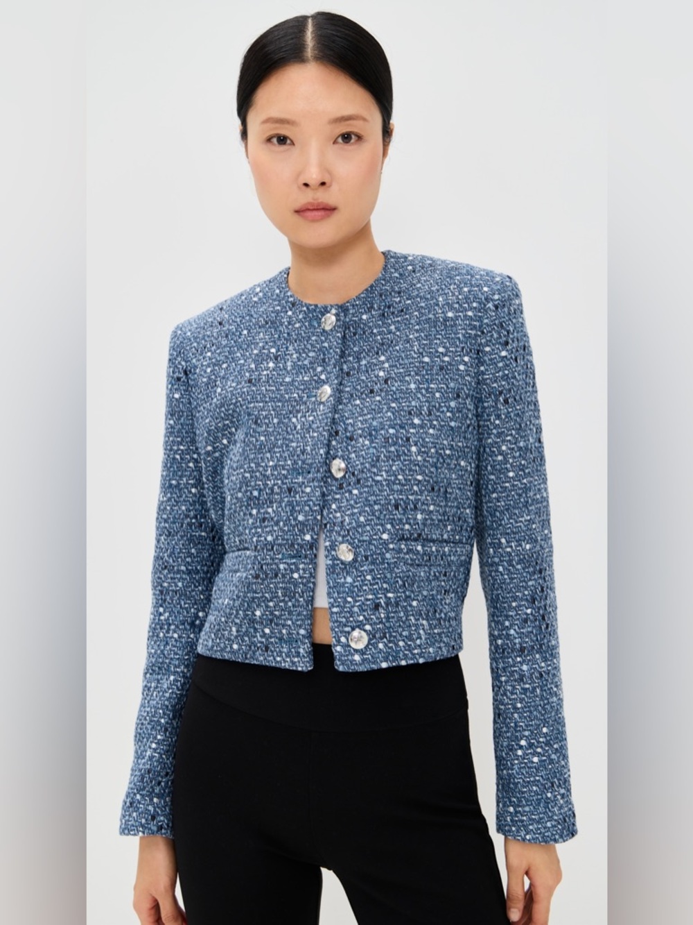 ANINE BING Amber Jacket in Blue Tweed XS